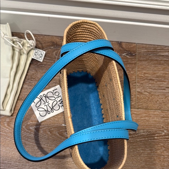 Loewe Square Basket Mini Bag 'Natural/Topaz Blue' - Picture 6 of 11